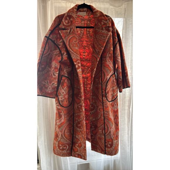 NWT ANTHROPOLOGIE PAISLEY KIMONO DUSTER STATEMENT JACKET COAT WOOL MULTI ONESIZE - Picture 5 of 11